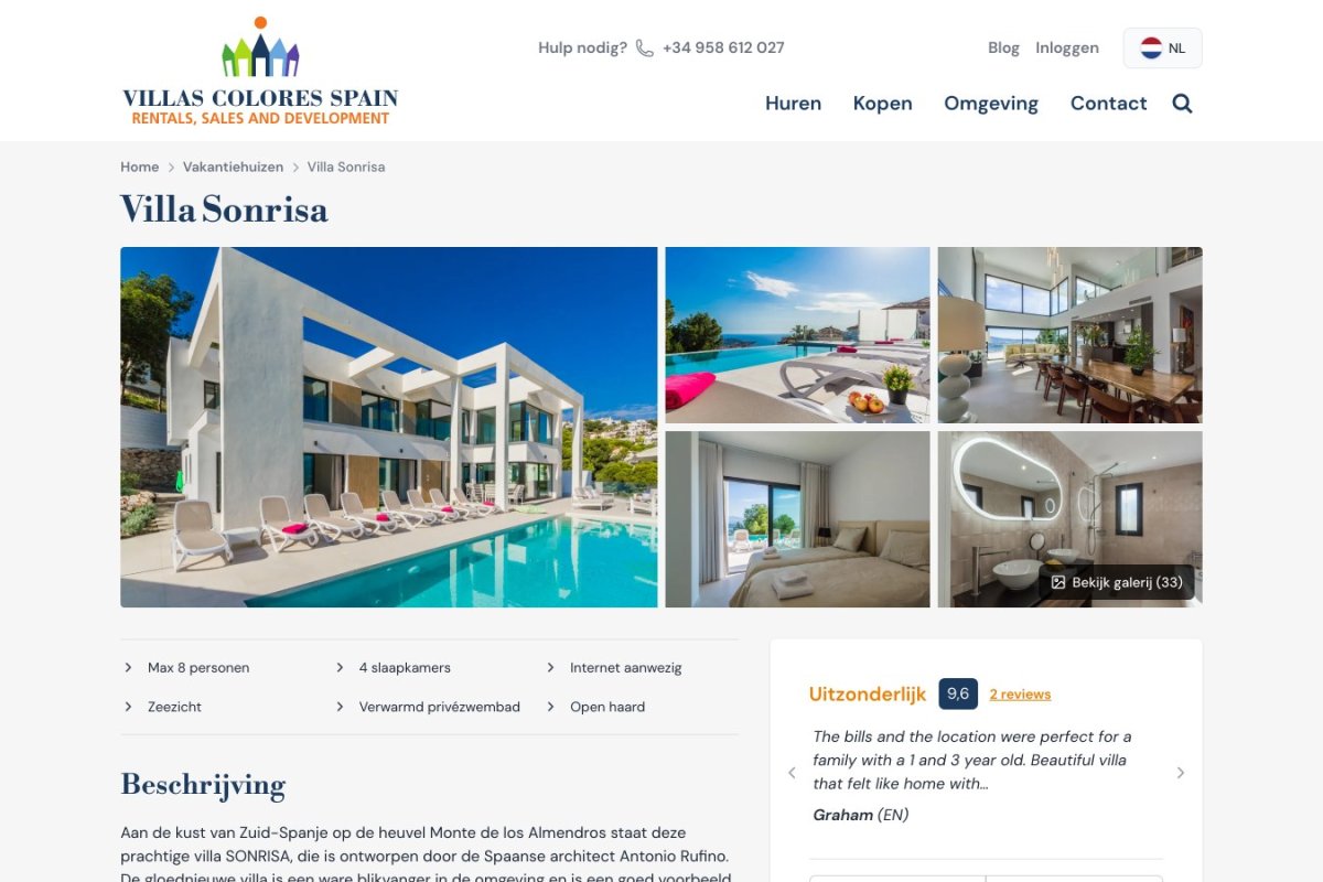 Villa Sonrisa op de website van Villas Colores Spain